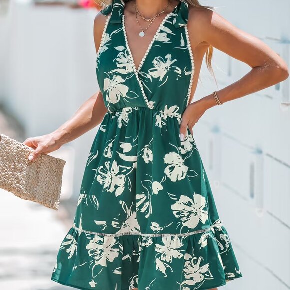 Cupshe Floral Print Pom Pom Mini Dress Size XS |NWT - Picture 4 of 4